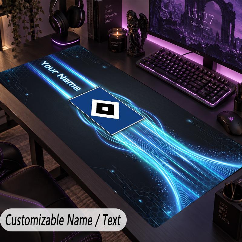 Large Mouse PadHamburger SV Custom Name Text Personalized Desk Mat Non Slip Gaming Pad