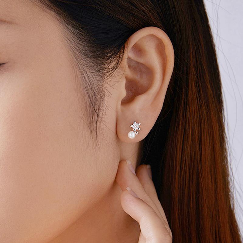 Barbie earrings Moissanite five-pointed star, original and high-quality temperament, ins style love confession, 925 silver shell beads ZJYES-YS-032