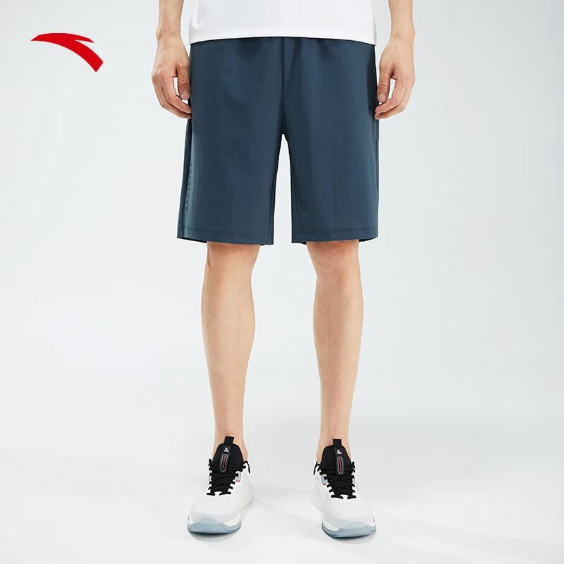 Anta Training Series Solid Color Knitted Sports Five-Point Shorts Men Shorts Whale-Fin-Blue 152337309-2