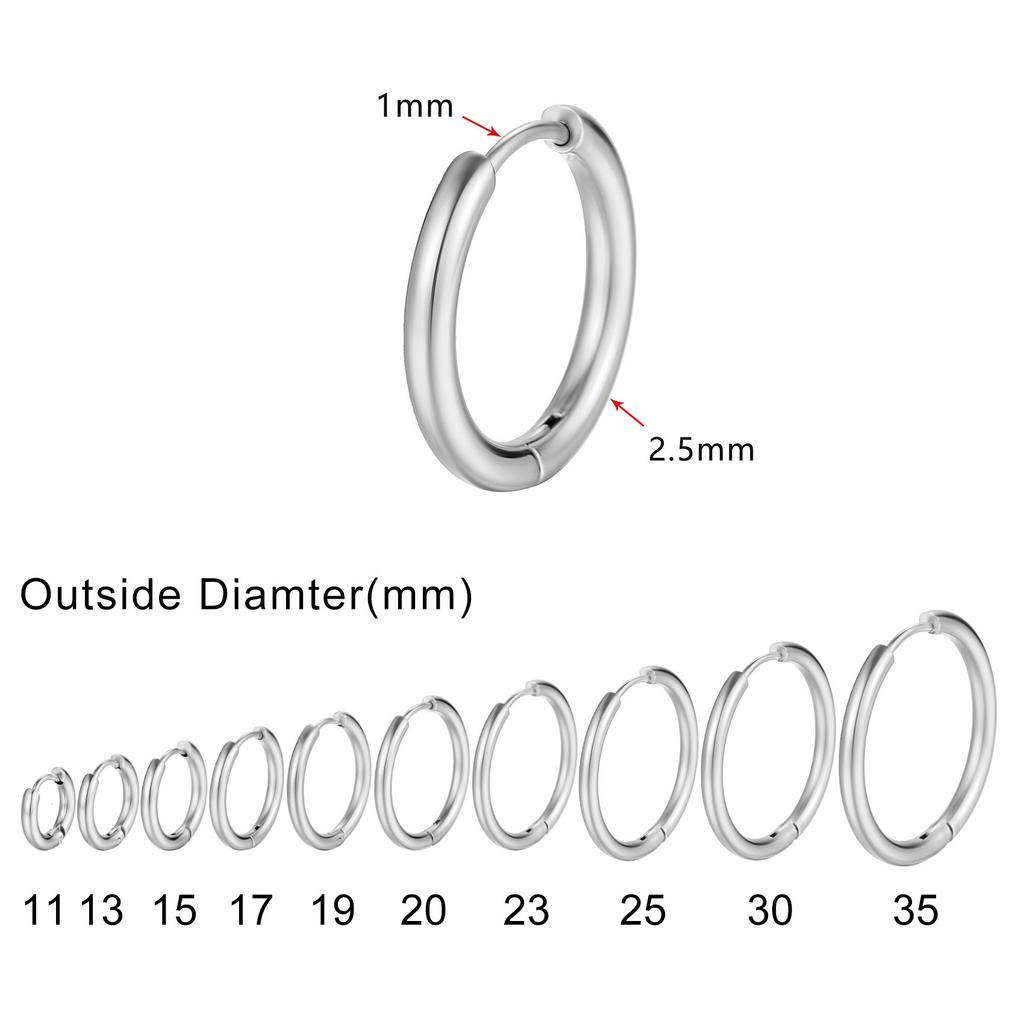 Minimalist Circle Hoop Earrings for Women, Simple Stainless Steel Round Huggies Earring