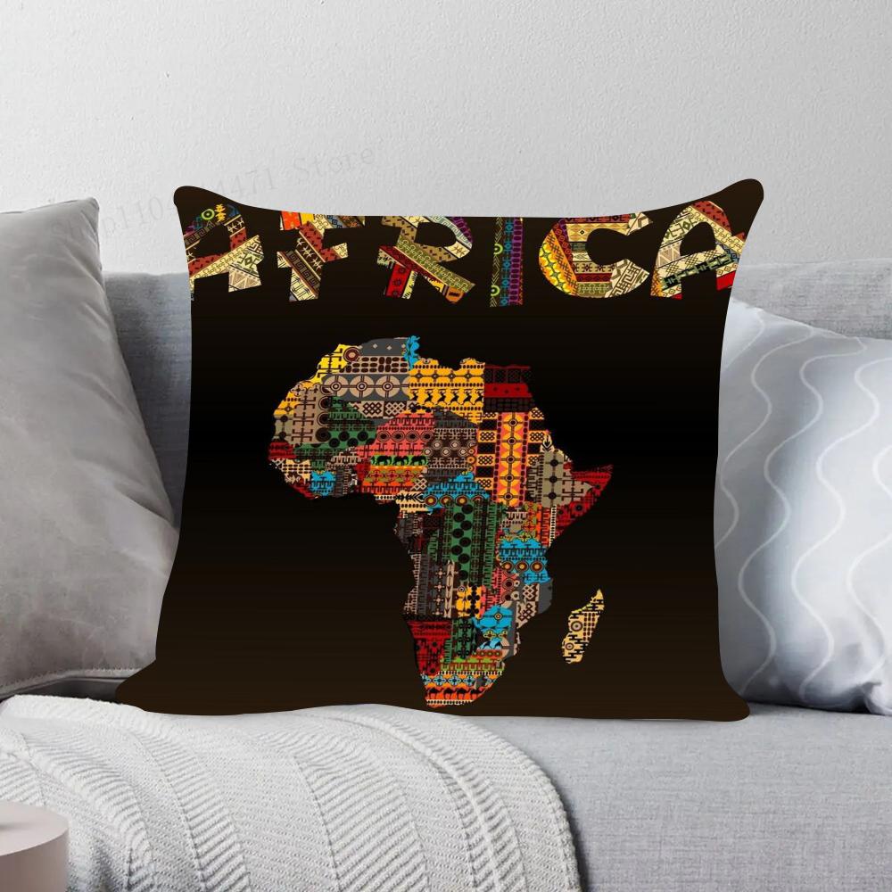 1Pc Map Of Africa Geometrics Pillow Case Square Bedroom Sofa Leisure Comfort Cushion Car Living Room Home Decoration