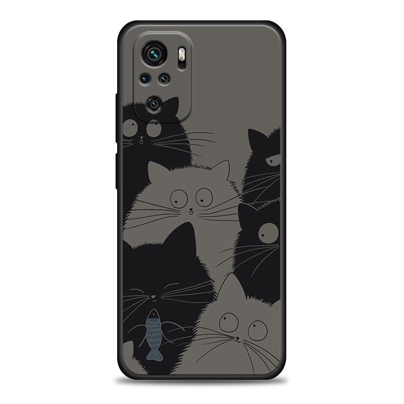Funny Cute Cat Line Art Phone Case For Xiaomi Redmi Note 11 10 9 8 Pro 9S 8A 10S 11S Soft Cover For Redmi Note 8Pro 10Pro Fundas