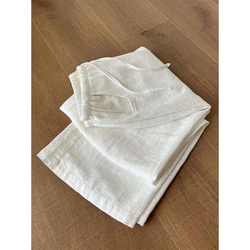 

Fei often recommends, huge legs!! Washed white ramie pants are flexible and comfortable linen casual wide-leg pants for women S белый