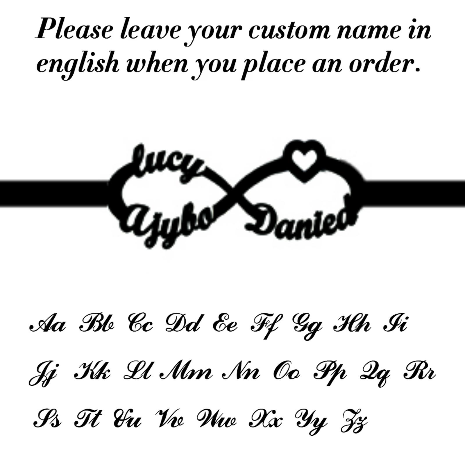

Lemegeton Custom Name Infinity Bracelet For Women Personalized Bangle Stainless Steel Jewelry Couple Bracelet Valentins Day Gift B04-8 срібний