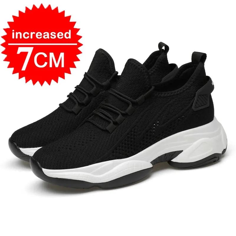 

Fashion SYTK Sneakers men elevator shoes for men casual insole 8cm 6cm optiomal heels height increase shoes taller 36-44 increasing 44 чёрный