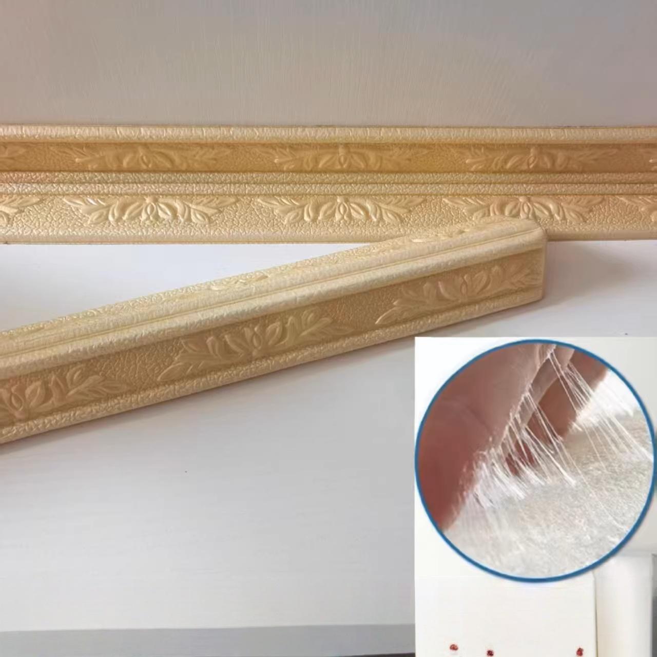 

1pc Self Adhesive skirting wall sticker 3D Foam Wall Edge Strip Stickers Waterproof Baseboard Corner Waist Line Sticker Trim Lin золотой