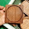 Black Walnut Solid Wood Square Coaster for Coffee Cups and Teapots, Unpainted with Logo.