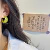 Hong Kong Style Amber Hoop Earrings: 2026 New Retro Studs for Square and Round Faces - Perfect for Autumn and Winter