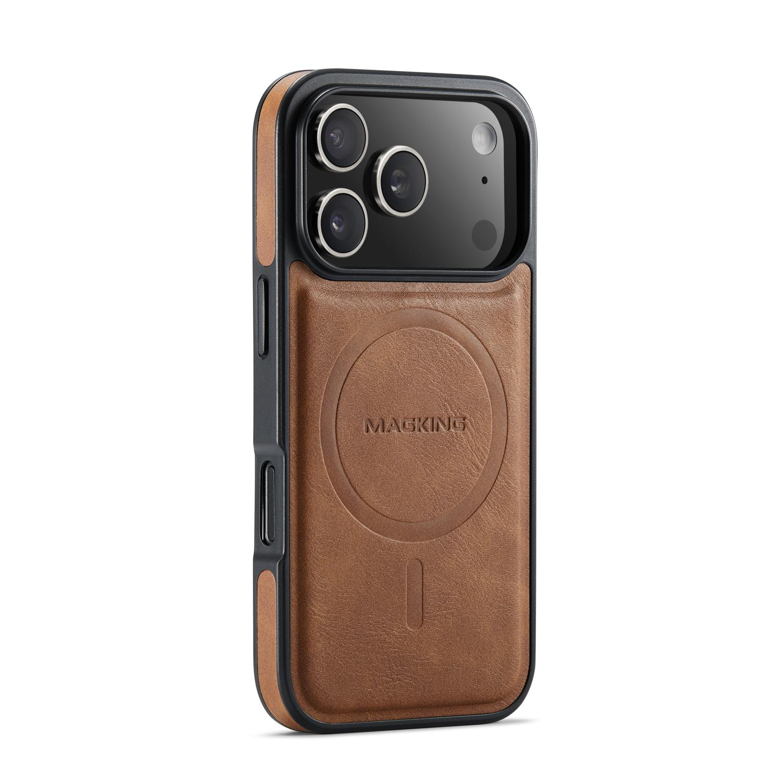 

Business Phone Case for iPhone 17 Pro Max 16E 17Air 16 Pro 15 Plus 14 13 12 Magnetic Auto Leather+TPU+PC Full Protection Cover iPhone 15 Pro Max коричневий