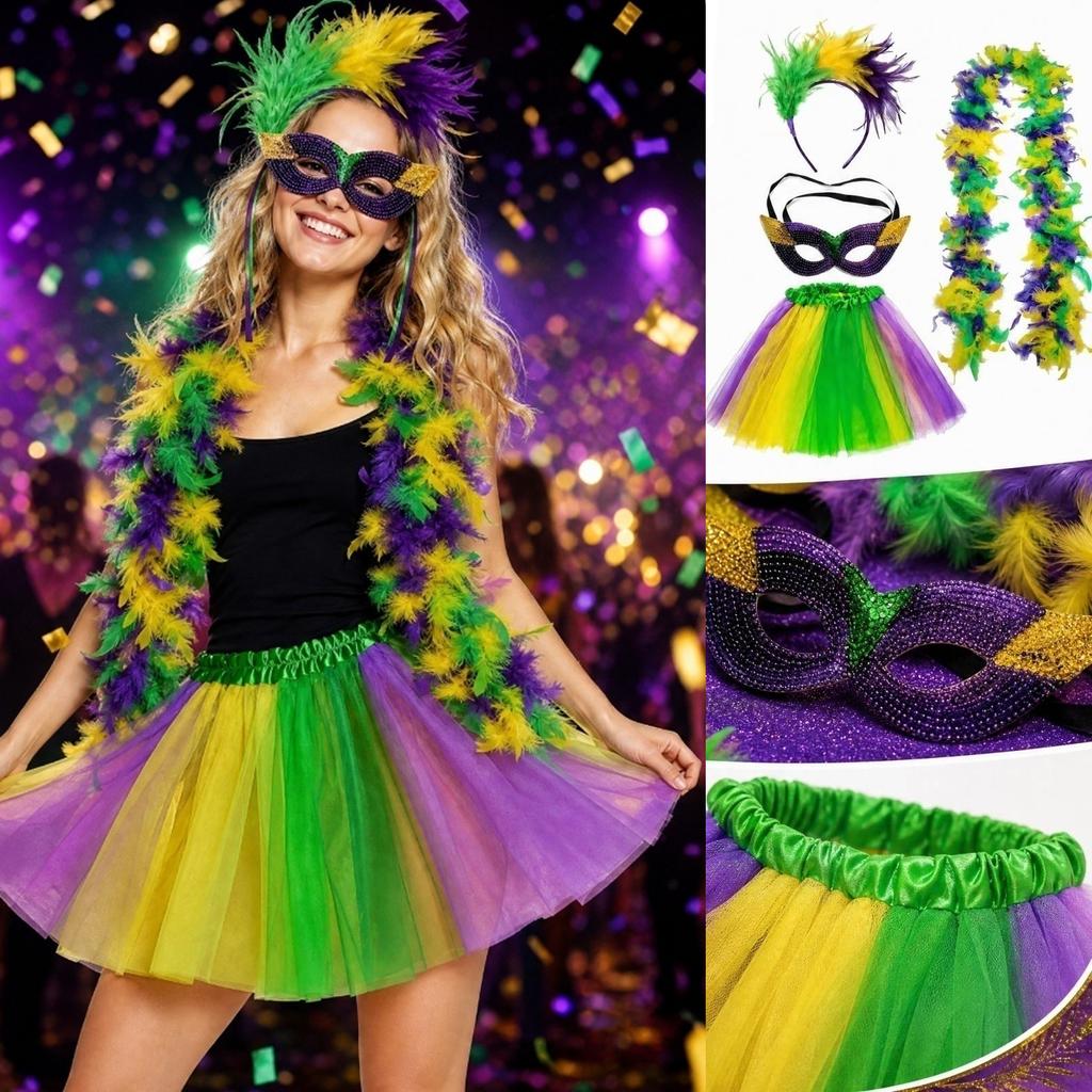 Women's Party Costume Set with Headband, and Skirt - 7