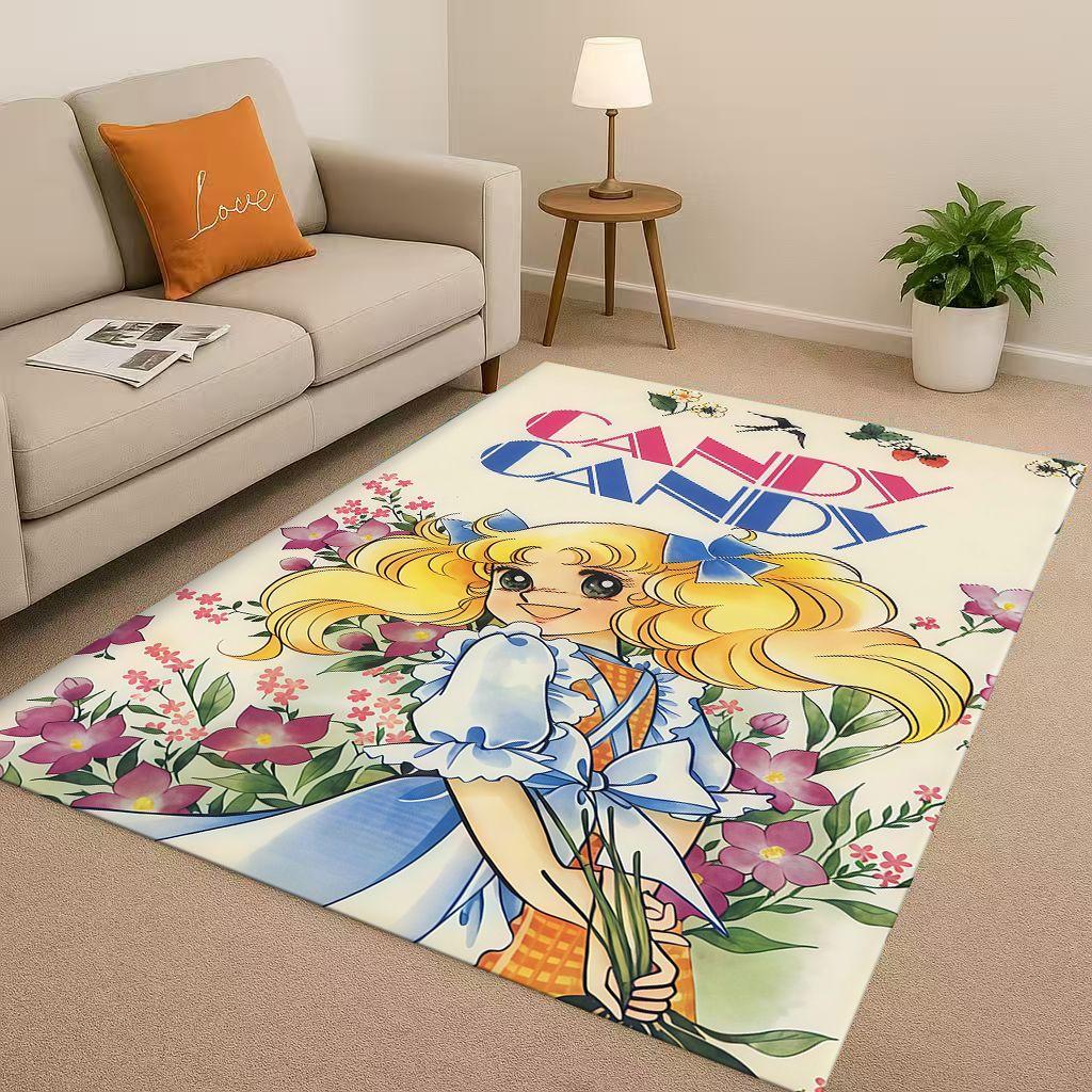 Cartoon Candy Candy Sweet Girl Anime Room Non Slip Area Rug Soft Carpet for Bedroom Playroom Sofa,Easy Clean Home Decor Doormat