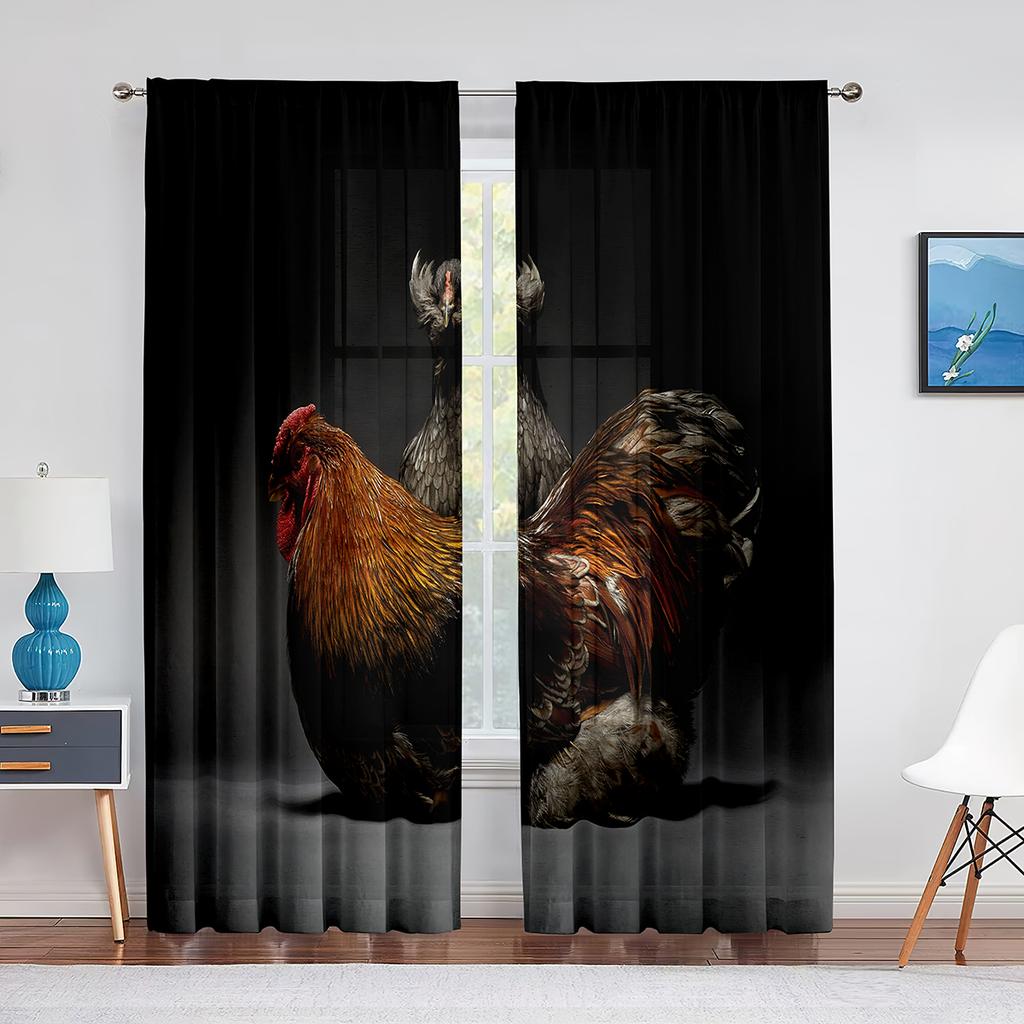 Cute Chick On The Grass Chiffon Sheer Curtains for Living Room Bedroom Home Decoration Animal Transparent Voiles Tulle Curtain
