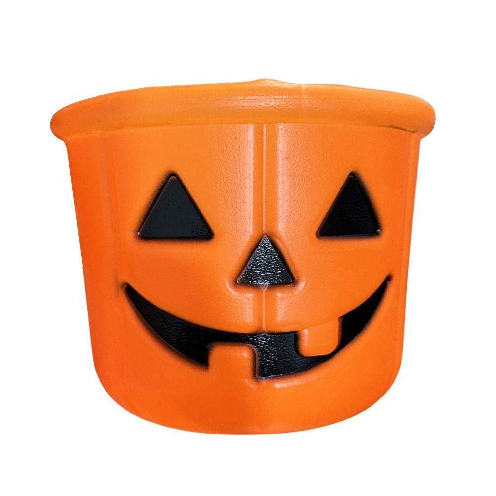 Seasonal Triangle Eye Halloween Pumpkin Jar Portable Holiday Toy Pumpkin Bucket Jack-O-Lantern Children