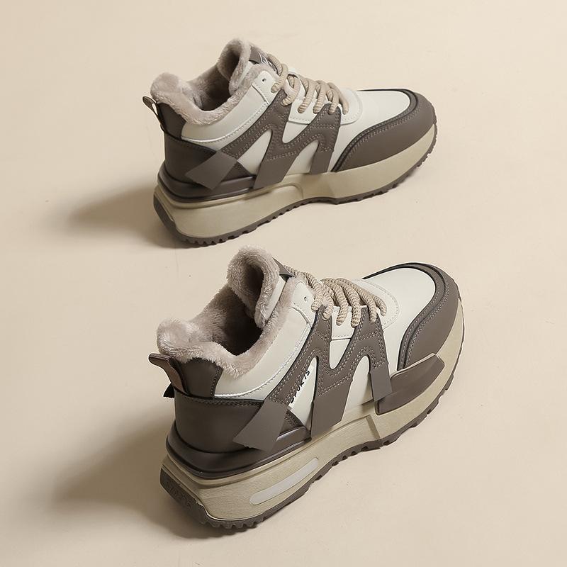 

Высокие кроссовки женские 2025 новые осенне-зимние бархатные два хлопковых кроссовки легкие амортизирующие кроссовки для бега Forrest Gump dad shoes 35