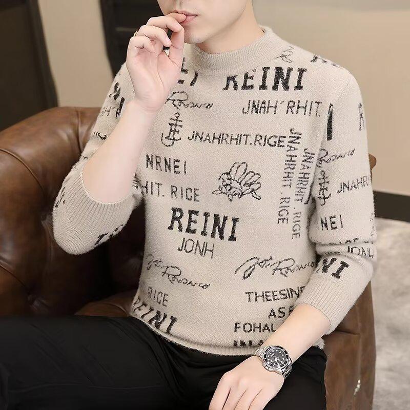 

Men s Fashion Mink Velvet Half-High Collar Sweater - Autumn/Winter Collection XXXL хакі