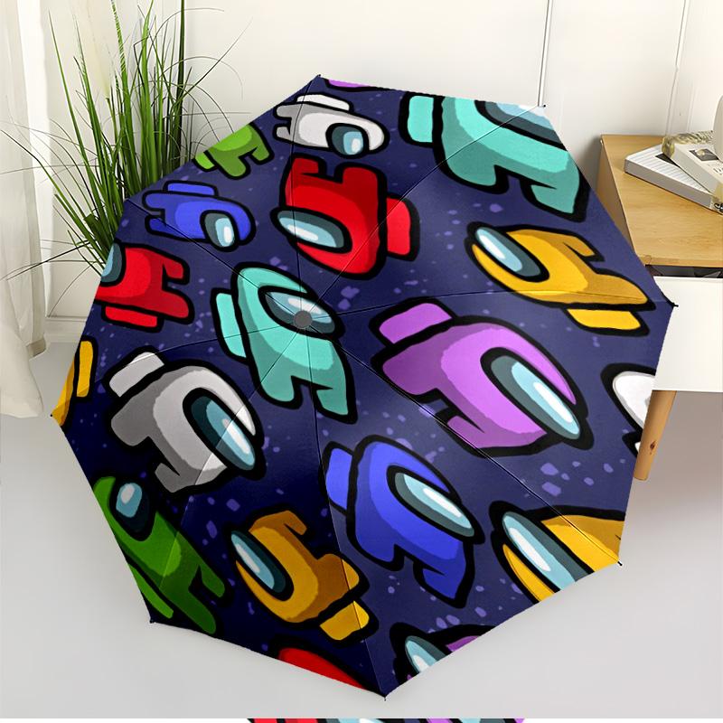 Among Us Print Automatic Open Close Umbrella, Portable Foldable Umbrella, for Outdoor Commute Camping Trip, Ideal Birthday Gift