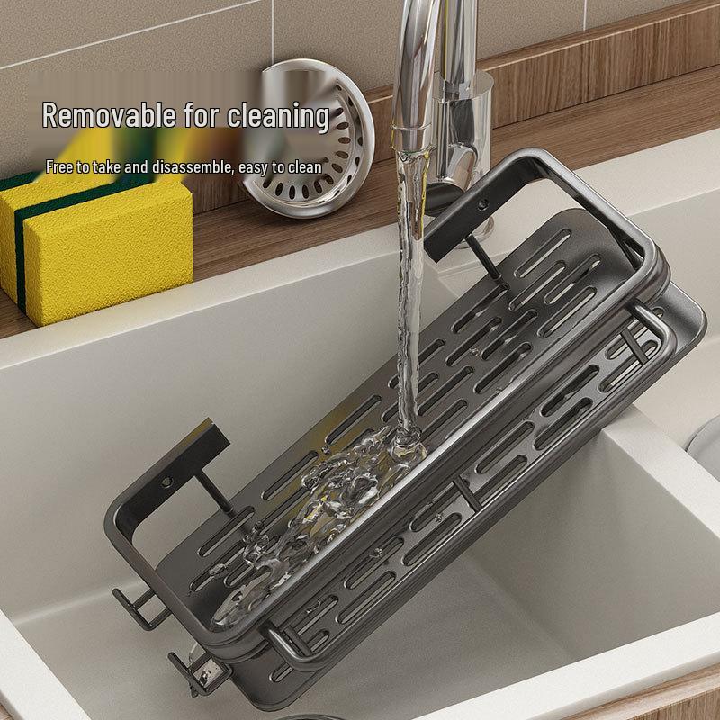 Wall-Mounted Kitchen Towel & Seasoning Rack - Punch-Free, Multifunctional Sink Organizer