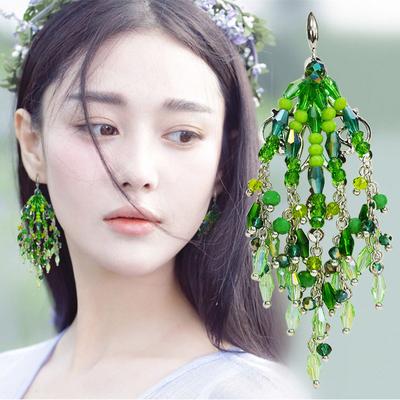 Retro Temperament Fringed Earrings Women'S Design Sense Exaggerated Personality Handmade Earrings Long Floral Elements Fashion Jewelry