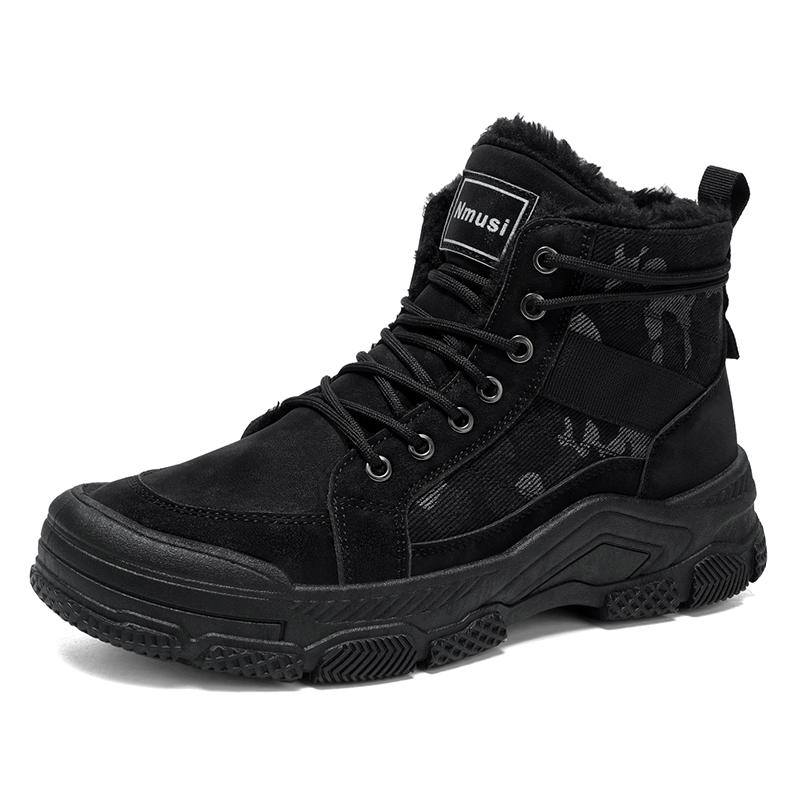 Men's Cotton Boots Winter New Warm Plush Casual Boots Soft Sole Outdoor High-top Boots Fashion Youth Joker Sports Tooling Boots
