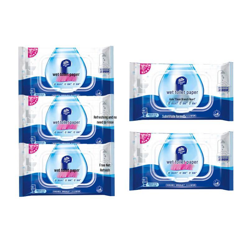 Vinda Unscented Flushable Wet Toilet Paper - 5 Packs (40 Sheets/Pack)