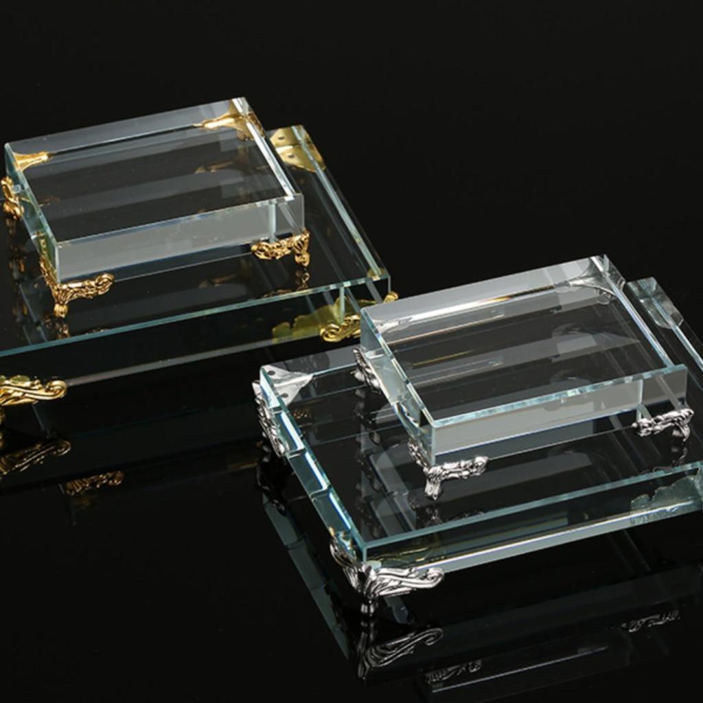 Pyramid Crystal Metal Ornament: Luxury Display Plate for Jewelry, Minerals, Figurines, & Wine