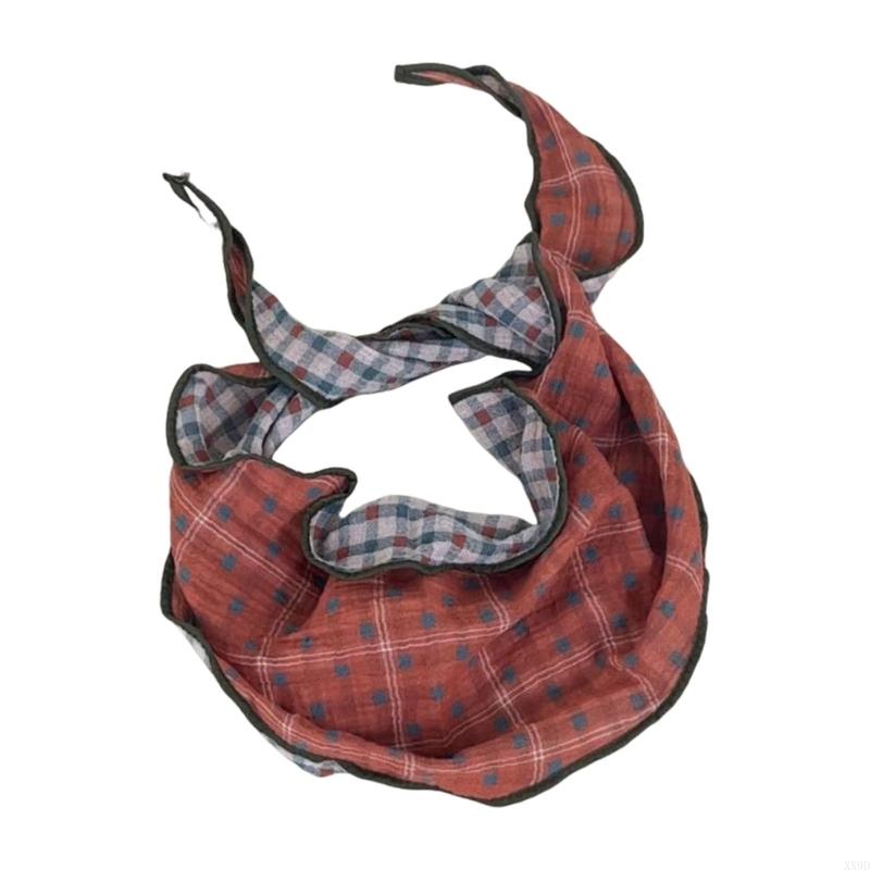 

Soft Cotton Reversible Checkered Scarf Spring Neck Accessory For Women Stylish Neck Wrap Hair Bandana Bag Decoration