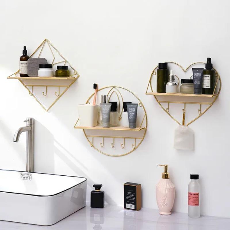 Wrought Iron Bathroom Racks Living Room Wall Wall Hanging Kitchen Bedroom Wall Multifunctional Storage Rack
