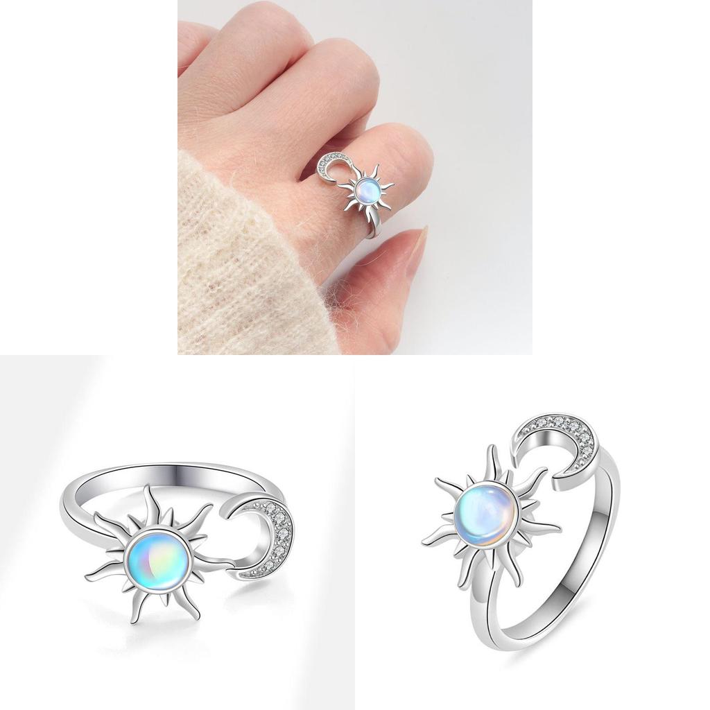 Sun Pendant Adjustable Copper Ring With Bright Finish For Women Gift