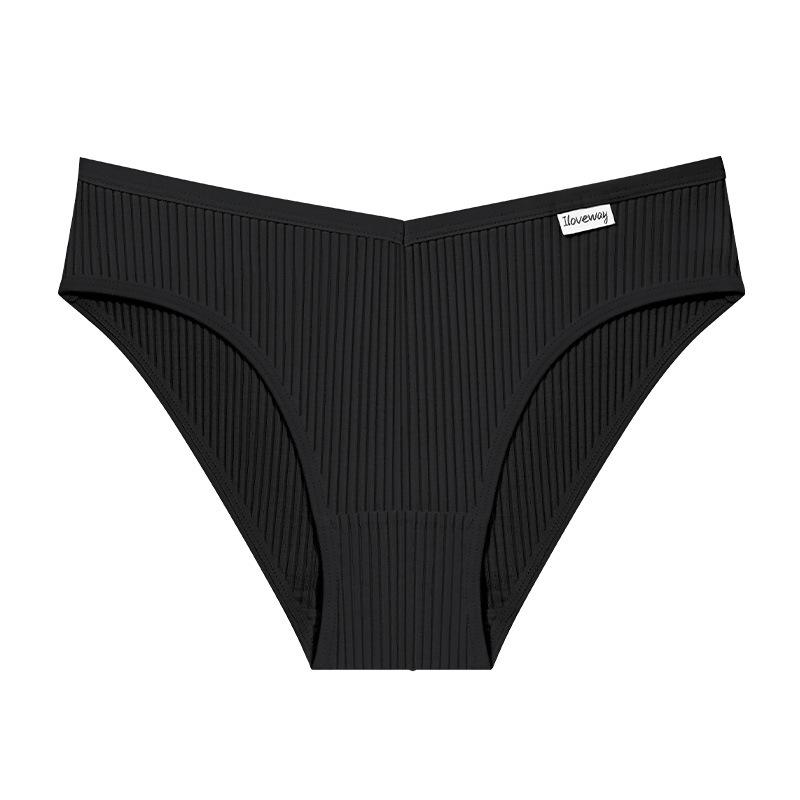 Women's Cotton Briefs Comfortable and Breathable Ribbed Hip-lifting Briefs Fashionable Cotton Underwear for Young Girls.