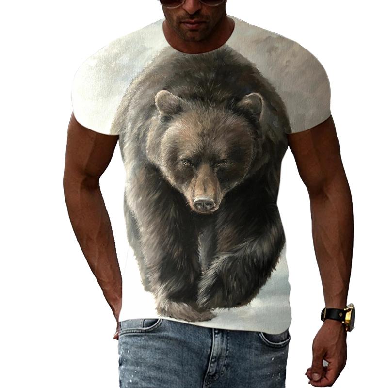 Animal Cool Bear 3D Printed T-shirt Fitness Street Fashion Casual Tops O-neck Short Sleeves Summer New Sports Clothes Tees Shirt
