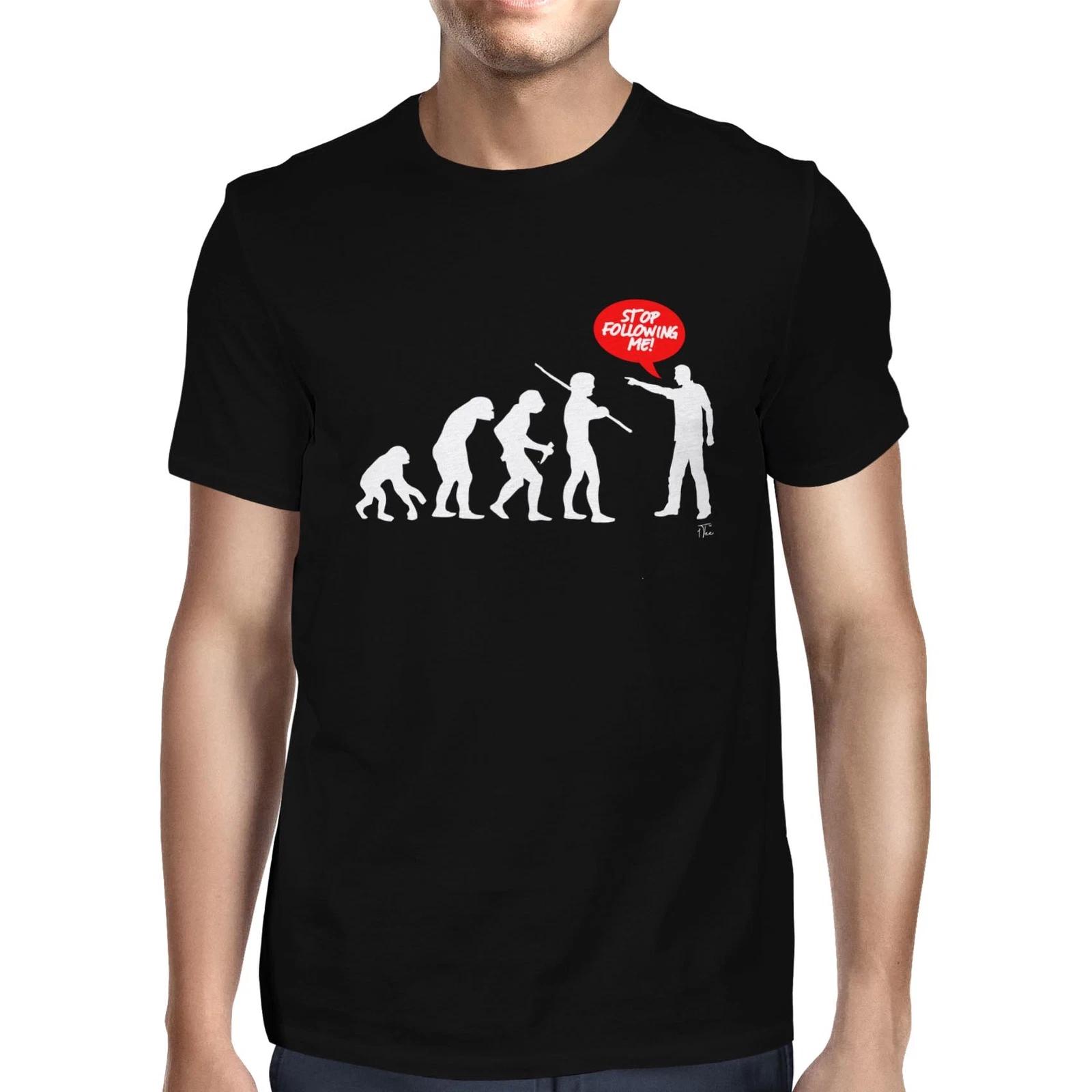 1Tee Mens Ape Human Evolution Stop Following Me T-Shirt L