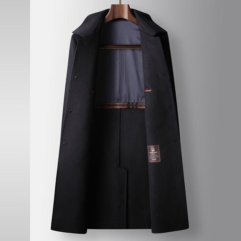 Autumn and Winter Long Knee Wool Trench Coat Middle-aged and Young People Light Luxury Business Double-sided Woolen Lapel Warm Jacket