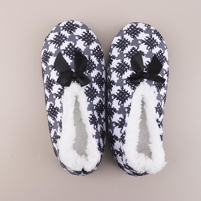 Pantuflas de Rayas Acogedoras con Lazo para Mujer