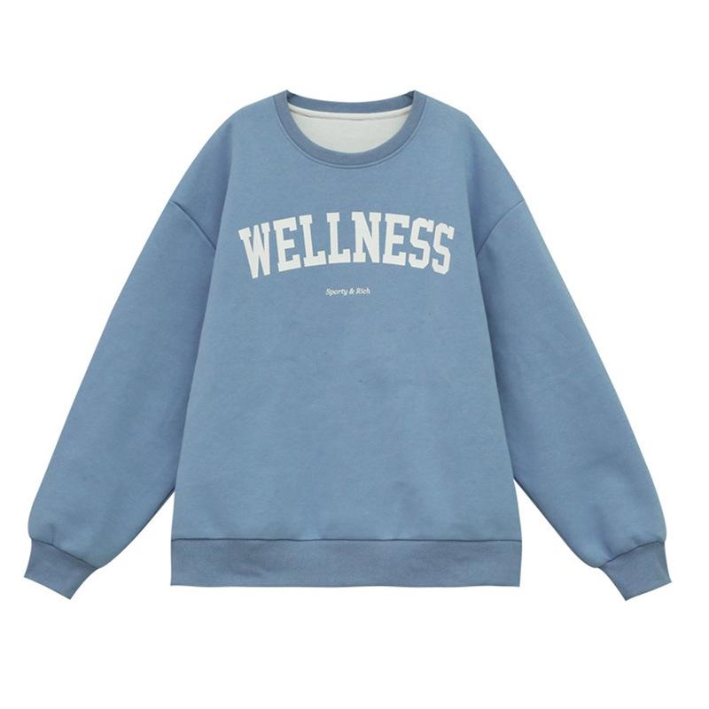 Padded Loose Casual Sweatshirt Women Autumn and Winter Coat Ancient Round Neck Long Sleeve Bottom Shirt Tops Fashion Retro Versatile Sweatshirt