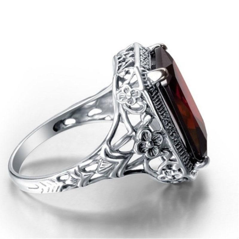 Neuer Ring Europäischer und Amerikanischer Herren- und Damen-Retro-Rotzirkon-Verlobungsring