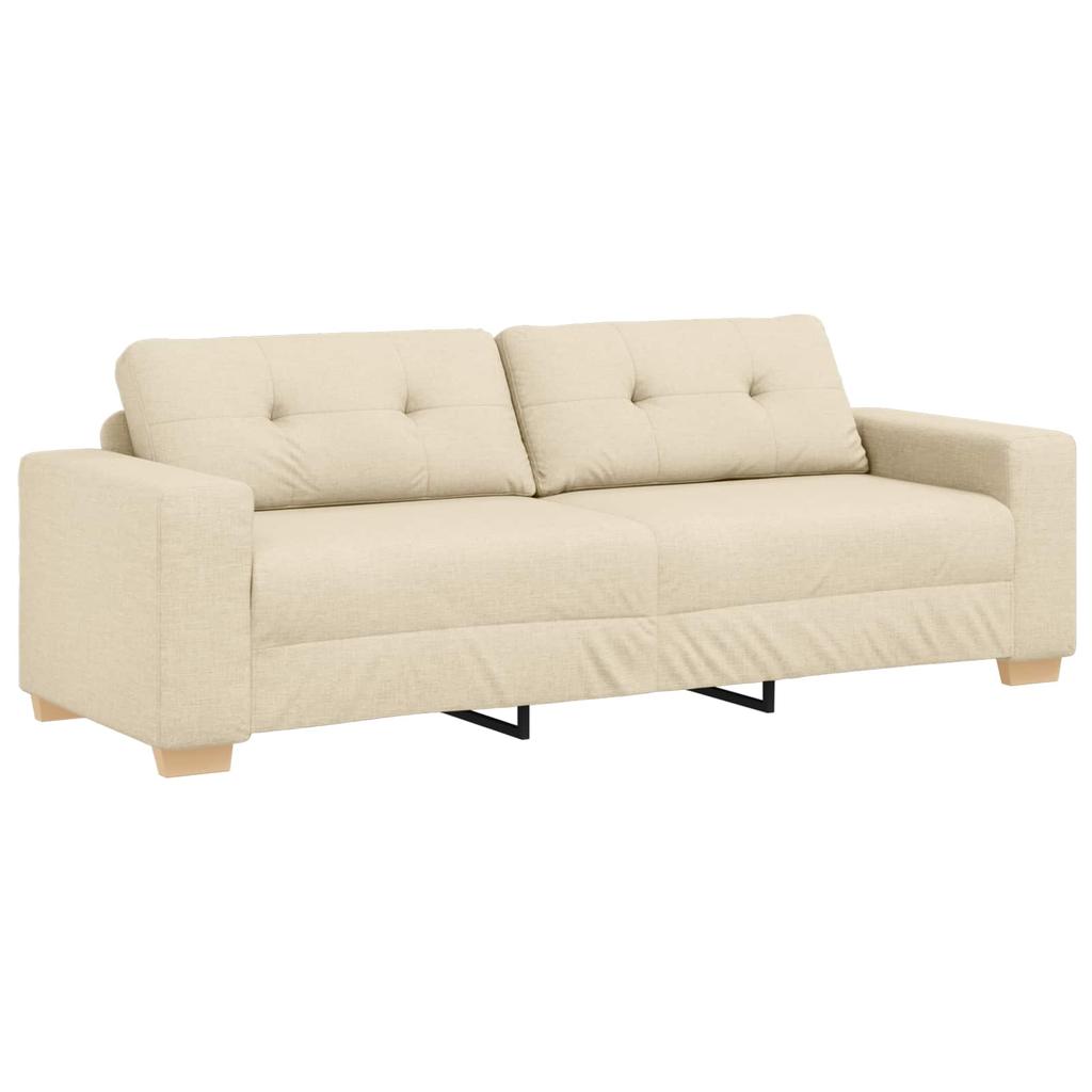 3 Seater Sofa Cream 220 cm Fabric