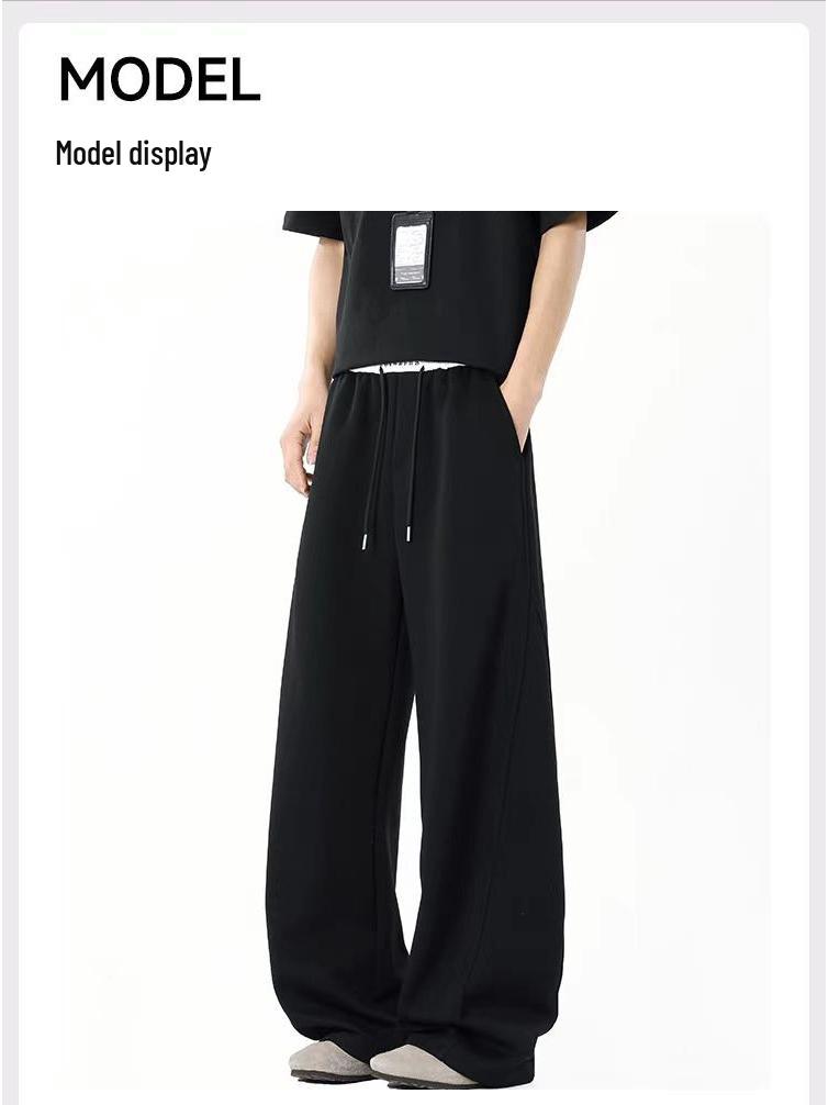 Men's Fleece-Lined Straight Leg Sweatpants - Solid Color, Loose Fit, Autumn/Winter Casual Style