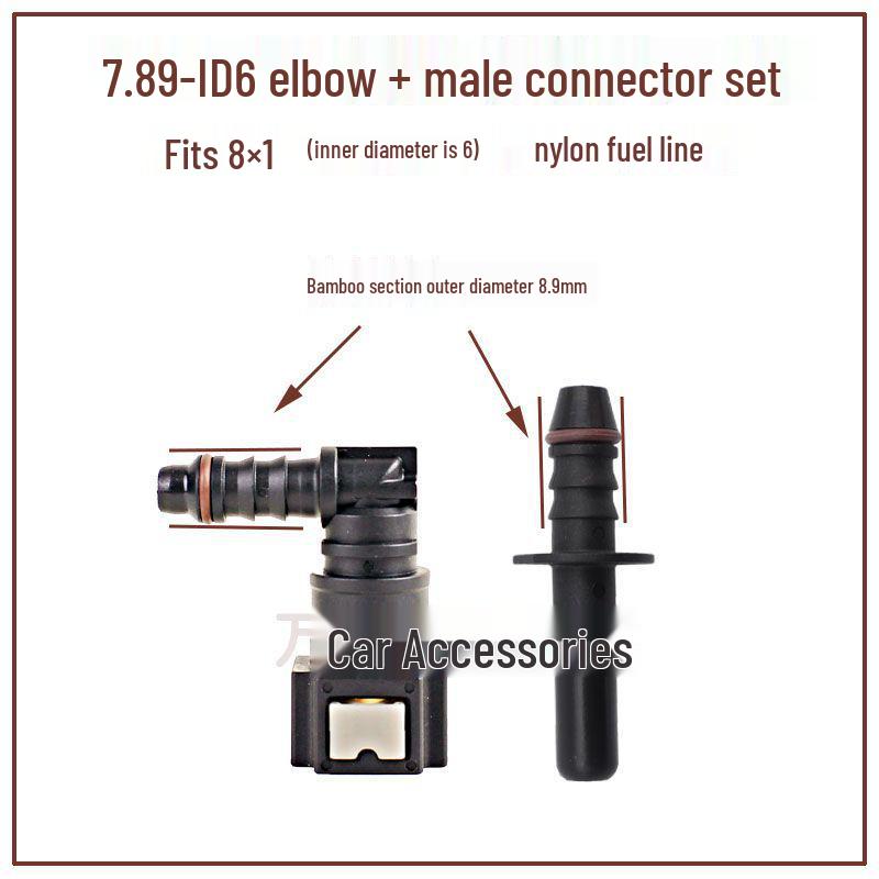 7.89ID6 Fuel Line Quick Connector Set for Gasoline, Diesel, Methanol - Male & Female Plugs