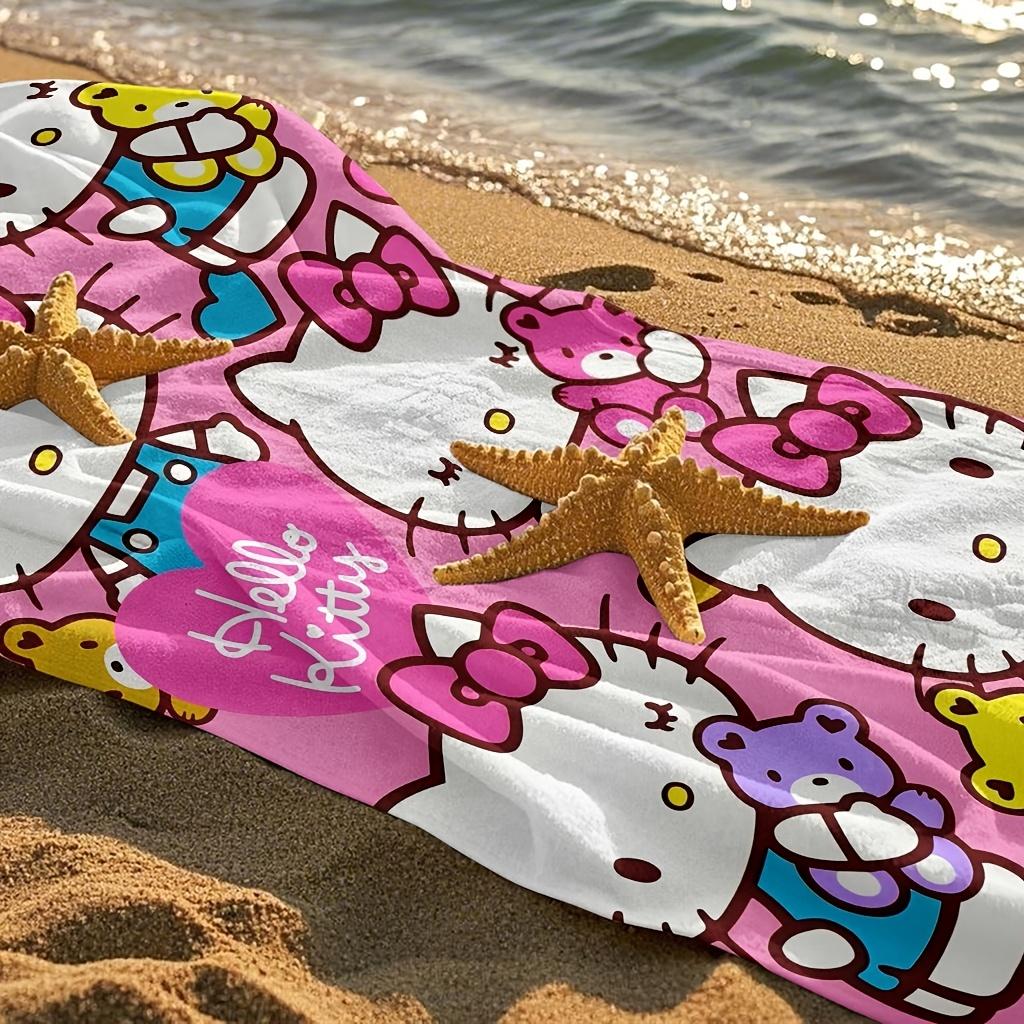 Cute Hello Kitty Microfiber Beach Towel Quick drying and Super Absorbent Suitable for Beaches Swimming Pools Travel Camping Yoga