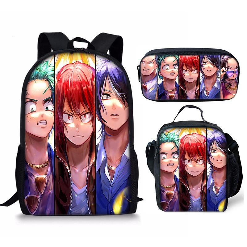 My Hero Academia Schülerrucksack mit Polyesterfutter und Anime-Cartoon-Design für Teenager