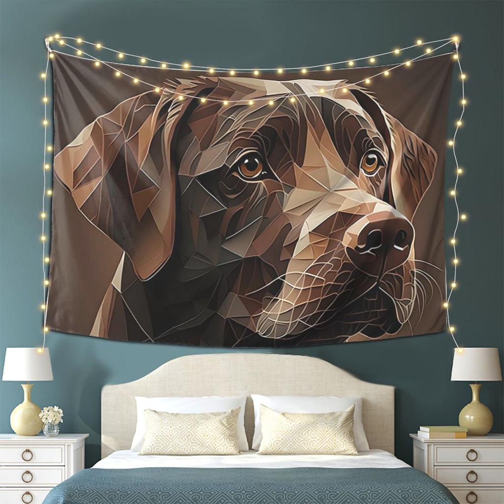 Geometric Choco A Chocolate Labrador Artwork Tapestry Wall Hanging Aesthetic Home Decor Tapestries for Living Room Bedroom