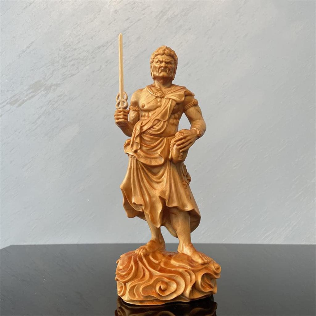 Wooden Buddha standing statue of natural cliff Buddha Buddha decorative Buddha principal wooden ornament 18cm x width 8cm x depth statue, Acala, oak,