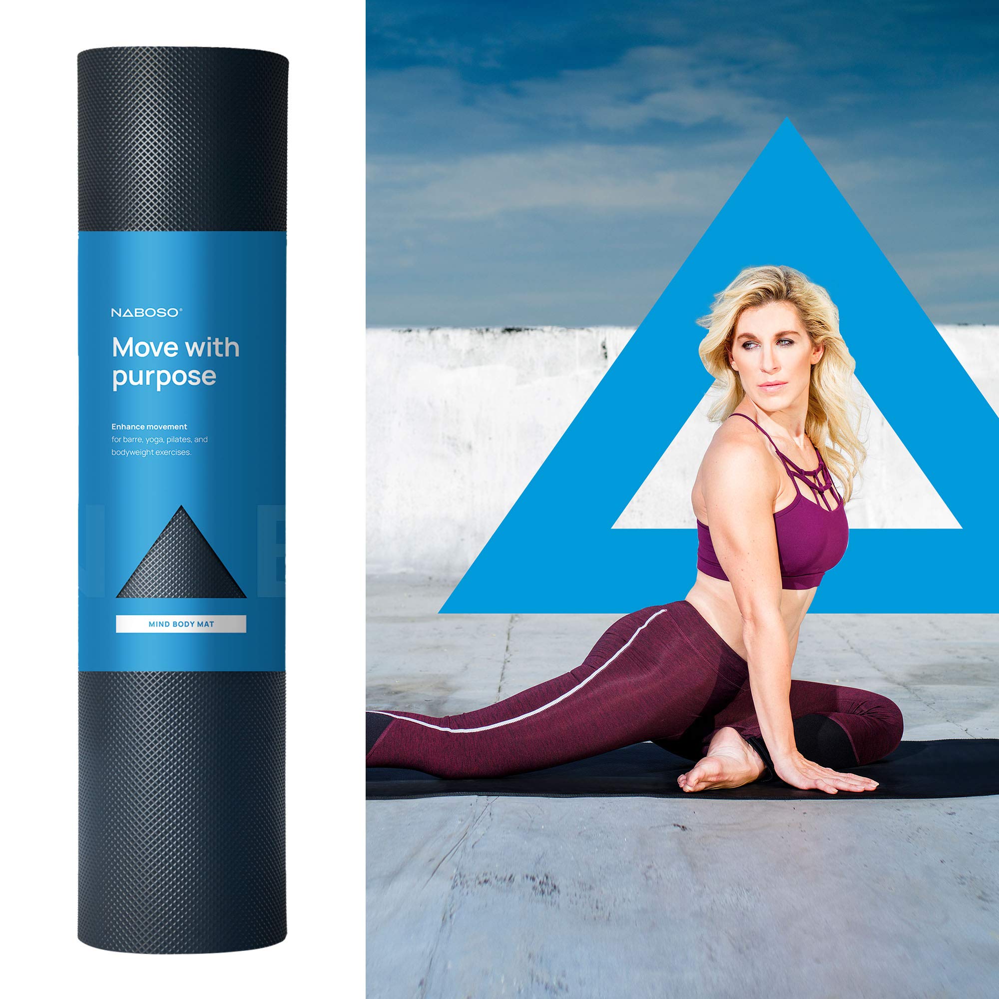 

Naboso Mind Body Textured Mat Pilates Barre Training Mat with Foot Stimulation for Stretching and Floor Work - & чёрный