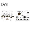 Statik PVC Pencere Filmi 3 Adet Cadılar Bayramı Yapışkanları, Retro Silüet Balkabağı Yarasa Hayalet Kale Yapışkanları Çıkartmaları, Su Geçirmez Dekoratif Cam Çıkartmaları