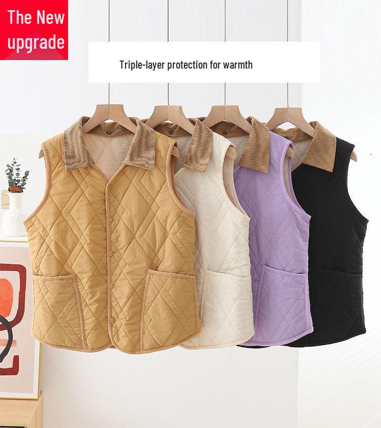 Unisex Winterweste mit Fleecefutter und abnehmbarem Kragen - Warme ärmellose Jacke