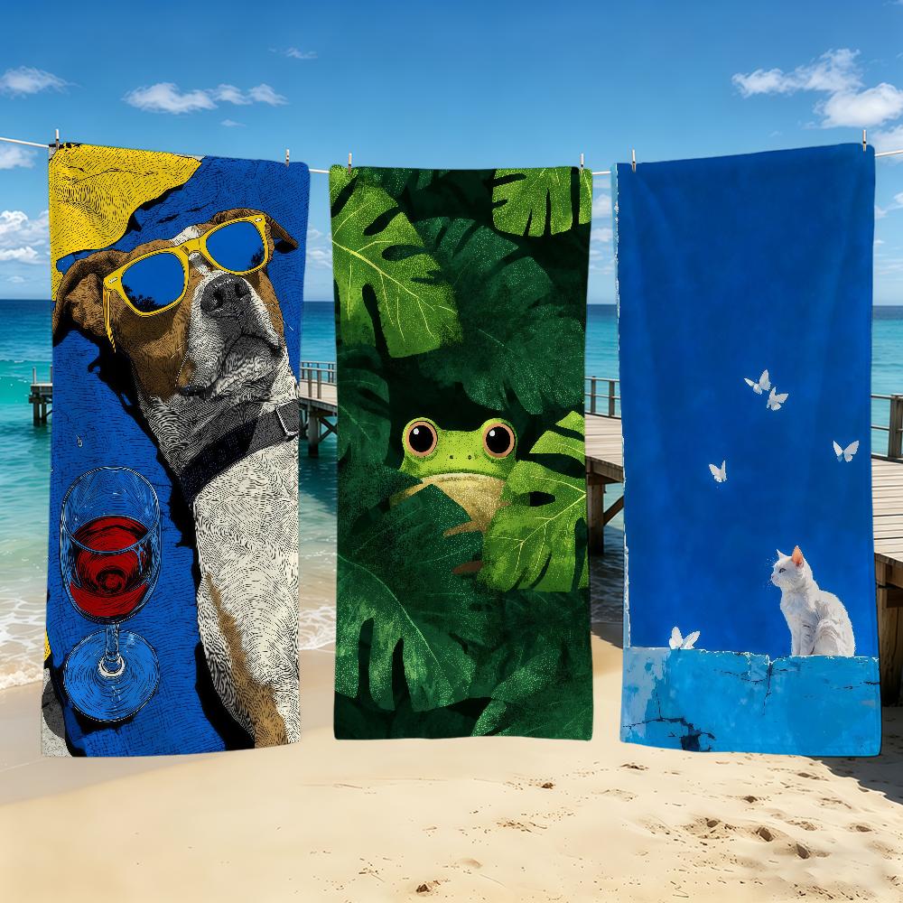 Towel Cartoon For Outdoor Camping Beach Towel Animal Super Absorbent Quick-Drying Summer Cute Towel
