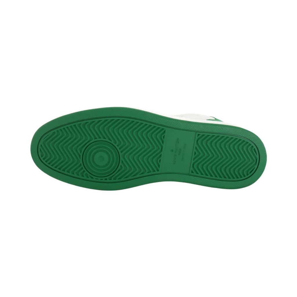Louis Vuitton Rivoli Leather Comfortable Round Toe Low Top Skateboard Shoes Men's White Green 1ACDWB