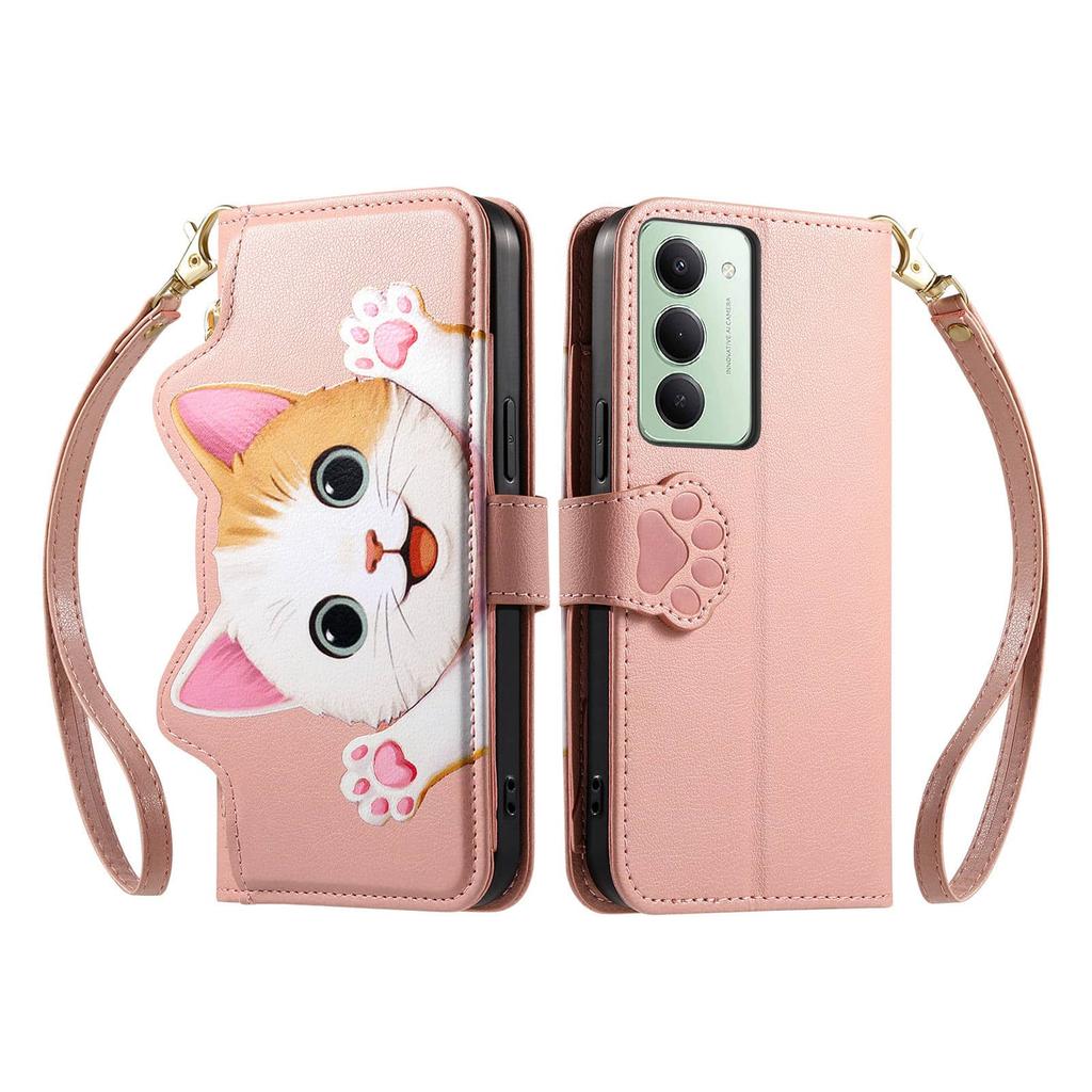 Cute Zipper Crossbody Case for Xiaomi Redmi K70 K60 Pro 15A 11A 10 Prime Note 13 12 11 10T with Card Slots Wrist Strap Lanyard