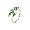 Simple Fresh Forest Style Green Leaf Ring for Women