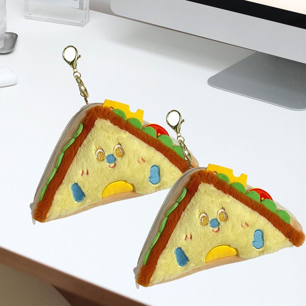 Cartoon Sandwiches Storage Bag Hamburger Zero Wallet Creative Plush Small Purse  Girls